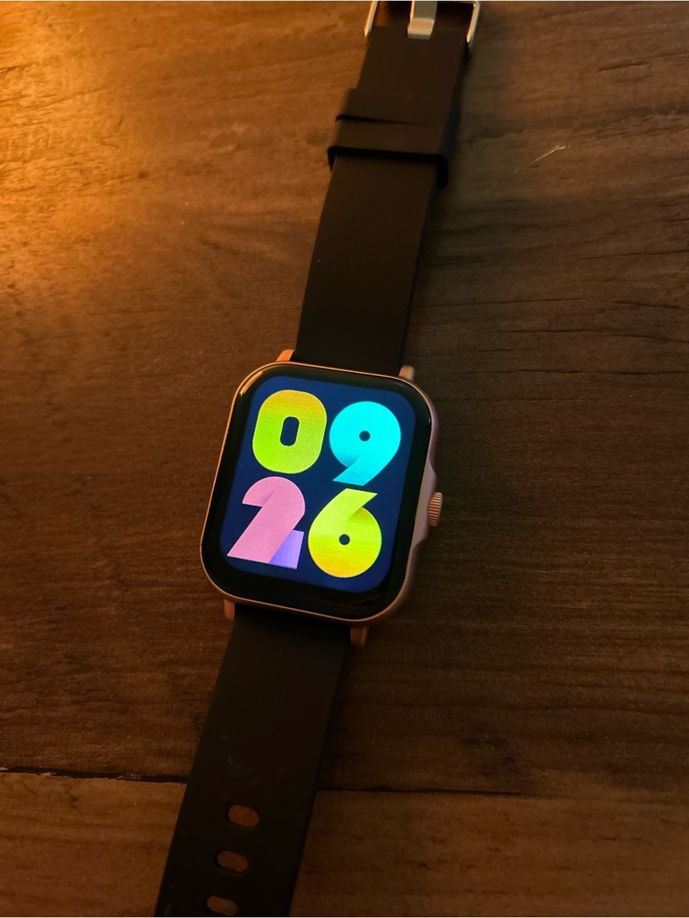 Black Silicone Smartwatch with Rose Gold Case